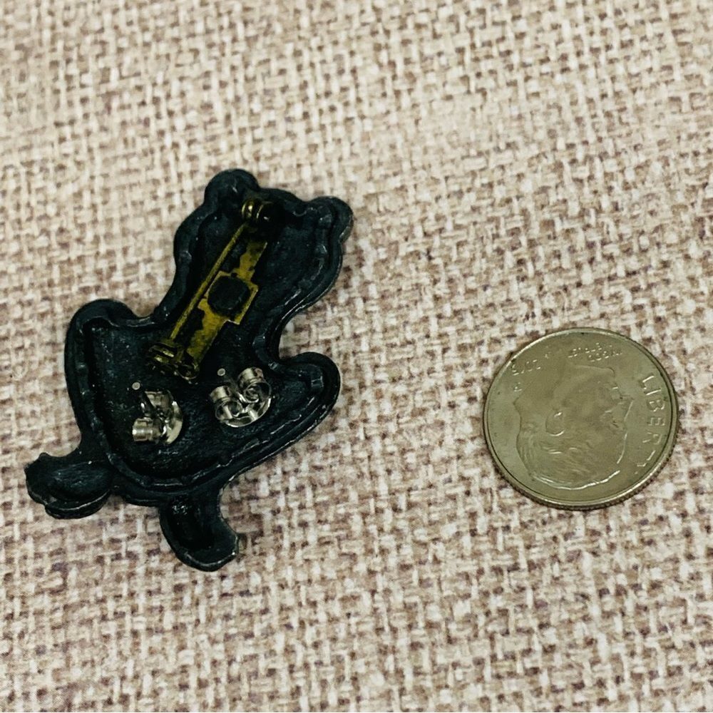 Pewter Frog Brooch Earrings Set - Picture 2 of 2
